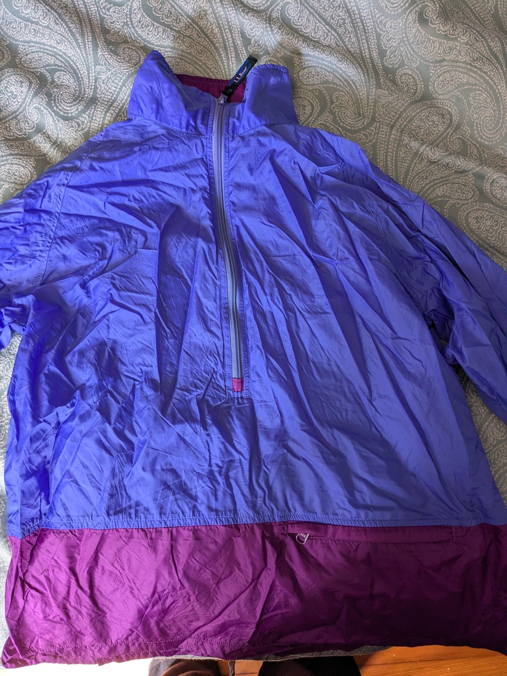 L.L. Bean Blue and Purple Colorblock Windbreaker Pullover